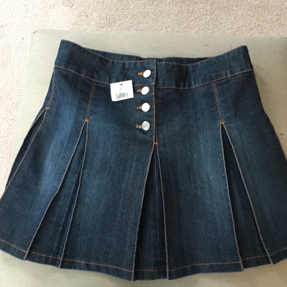 Denim Skirt with Large Pleats